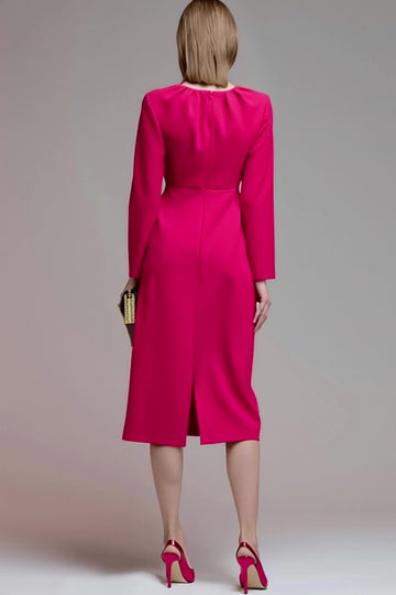 Sheath Long Sleeve Fuchsia Business Casual Dress